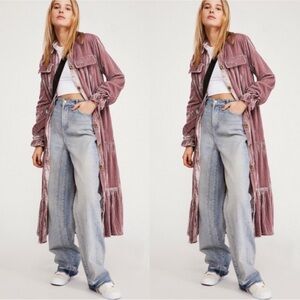 Free People Bella Donna Velvet Duster Maxi Coat Dress